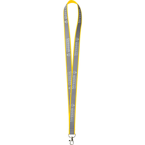 20 Mm Reflektierendes Lanyard , gelb, Polyester, 90,00cm x 2,00cm (Länge x Breite), Bild 1