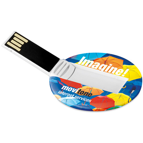 Runder USB Stick , weiß MB , 8 GB , ABS MB , 2.5 - 6 MB/s MB , 4,30cm x 0,30cm x 4,30cm (Länge x Höhe x Breite), Bild 1
