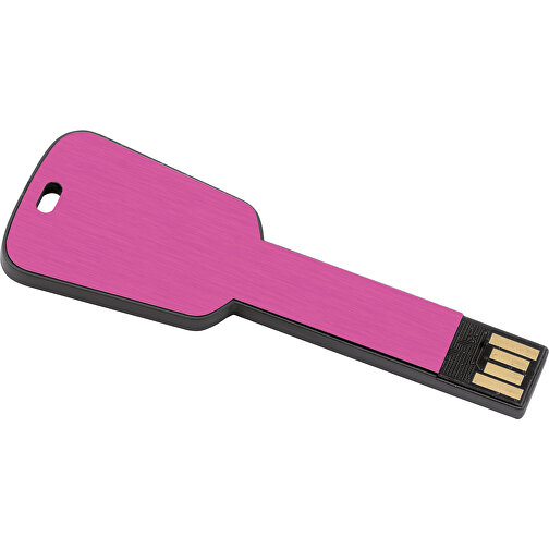 USB-Stick In Schlüsselform , fuchsie MB , 8 GB , ABS, Aluminium MB , 2.5 - 6 MB/s MB , 7,68cm x 0,30cm x 2,80cm (Länge x Höhe x Breite), Bild 1