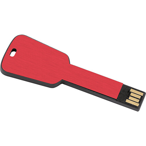 USB-Stick In Schlüsselform , rot MB , 2 GB , ABS, Aluminium MB , 2.5 - 6 MB/s MB , 7,68cm x 0,30cm x 2,80cm (Länge x Höhe x Breite), Bild 1