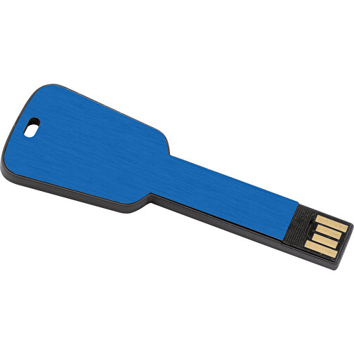 USB-Stick In Schlüsselform , blau MB , 2 GB , ABS, Aluminium MB , 2.5 - 6 MB/s MB , 7,68cm x 0,30cm x 2,80cm (Länge x Höhe x Breite), Bild 1
