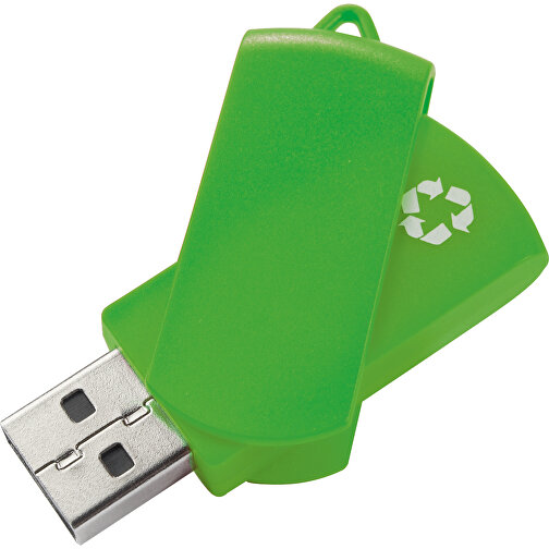 USB Stick Zum Heraus Drehen Aus 100% Recycling-Material , grün MB , 1 GB , ABS MB , 2.5 - 6 MB/s MB , 6,00cm x 1,05cm x 1,80cm (Länge x Höhe x Breite), Bild 2