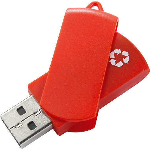 USB Stick Zum Heraus Drehen Aus 100% Recycling-Material , rot MB , 4 GB , ABS MB , 2.5 - 6 MB/s MB , 6,00cm x 1,05cm x 1,80cm (Länge x Höhe x Breite), Bild 1