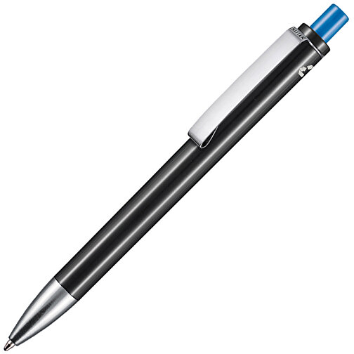 Kugelschreiber EXOS RECYCLED P , Ritter-Pen, schwarz/himmelblau, ABS u. Metall, 14,10cm (Länge), Bild 2