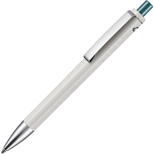 Kugelschreiber EXOS RECYCLED P , Ritter-Pen, grau/petrol-türkis, ABS u. Metall, 14,10cm (Länge), Bild 2