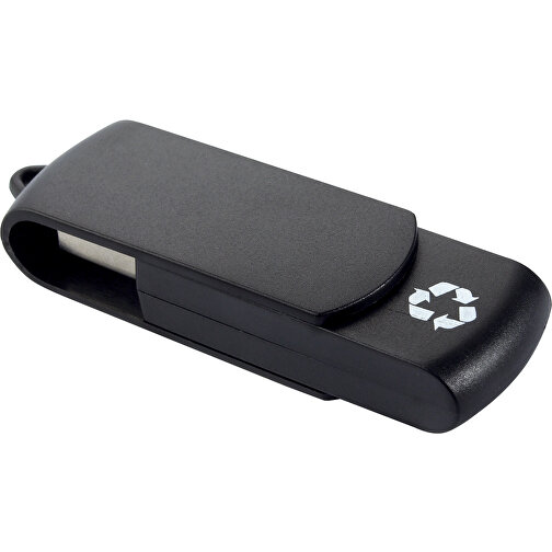 USB Stick Zum Heraus Drehen Aus 100% Recycling-Material , schwarz MB , 8 GB , ABS MB , 2.5 - 6 MB/s MB , 6,00cm x 1,05cm x 1,80cm (Länge x Höhe x Breite), Bild 1