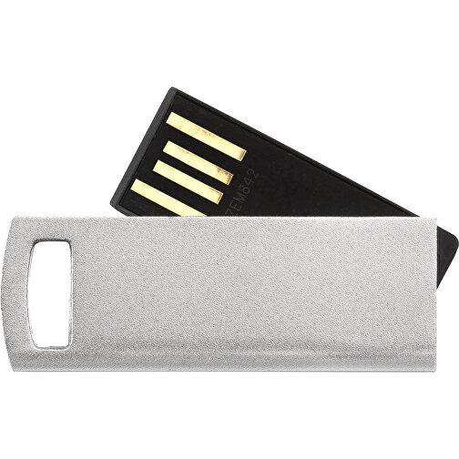 Superflacher USB Stick Mit Metallkette , mattsilber MB , 4 GB , Aluminium MB , 2.5 - 6 MB/s MB , 4,00cm x 0,30cm x 1,40cm (Länge x Höhe x Breite), Bild 3