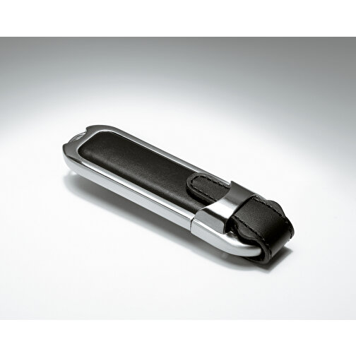 USB Stick Mit Lederapplikationen , schwarz MB , 32 GB , Metall, Leder MB , 2.5 - 6 MB/s MB , 8,60cm x 1,70cm x 2,40cm (Länge x Höhe x Breite), Bild 3