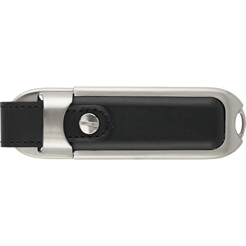 USB Stick Mit Lederapplikationen , schwarz MB , 1 GB , Metall, Leder MB , 2.5 - 6 MB/s MB , 8,60cm x 1,70cm x 2,40cm (Länge x Höhe x Breite), Bild 2