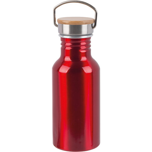 Aluminium Trinkflasche ECO TRANSIT , rot, Aluminium / Edelstahl / Bambus, 19,00cm (Höhe), Bild 1