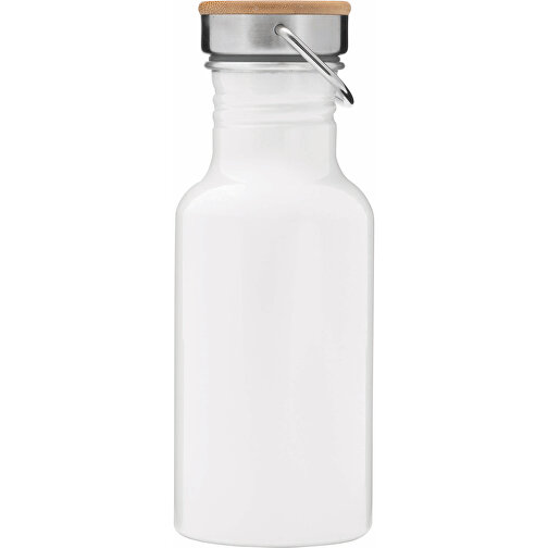 Aluminium Trinkflasche ECO TRANSIT , weiß, Aluminium / Edelstahl / Bambus, 19,00cm (Höhe), Bild 3