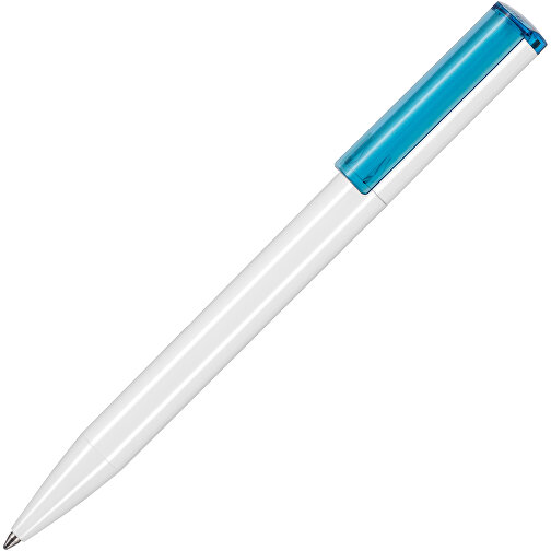 Kugelschreiber LIFT RECYCLED , Ritter-Pen, weiß / hellblau transparent, ABS-Kunststoff, 14,00cm (Länge), Bild 2