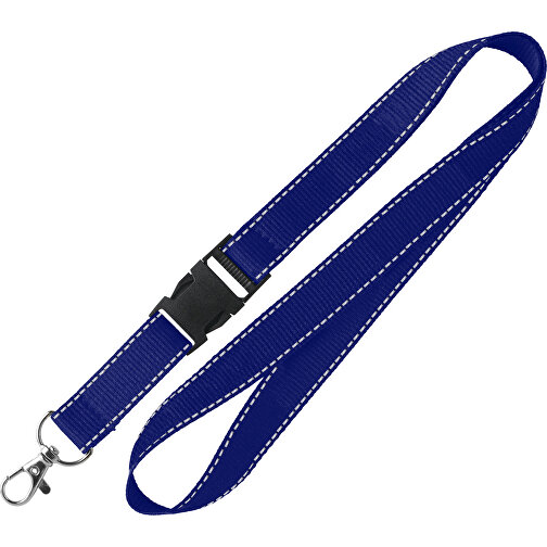 10 Mm Lanyard Mit Reflektierenden Fäden , royalblau, Polyester, 92,00cm x 1,00cm (Länge x Breite), Bild 1