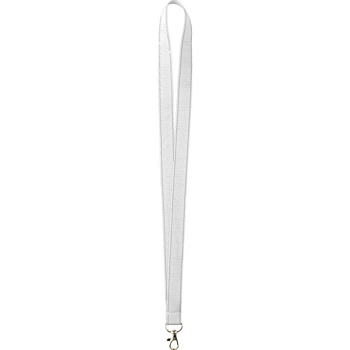 10 Mm Lanyard Mit Reflektierenden Fäden , weiss, Polyester, 90,00cm x 1,00cm (Länge x Breite), Bild 1