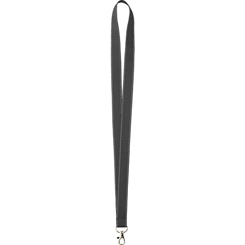 10 Mm Lanyard Mit Reflektierenden Fäden , schwarz, Polyester, 90,00cm x 1,00cm (Länge x Breite), Bild 1