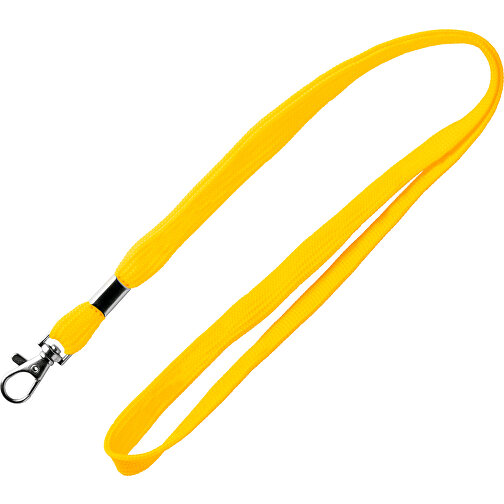 15 Mm Tubular Lanyard Mit Metallklemme , gelb, Polyester, 90,00cm x 1,50cm (Länge x Breite), Bild 1