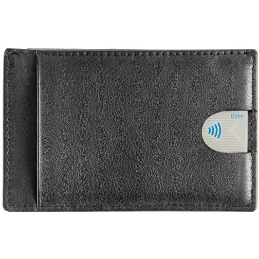Kartenetui Mit RFID Schutz , schwarz, Rindnappaleder, 11,00cm x 7,00cm (Länge x Breite), Bild 2