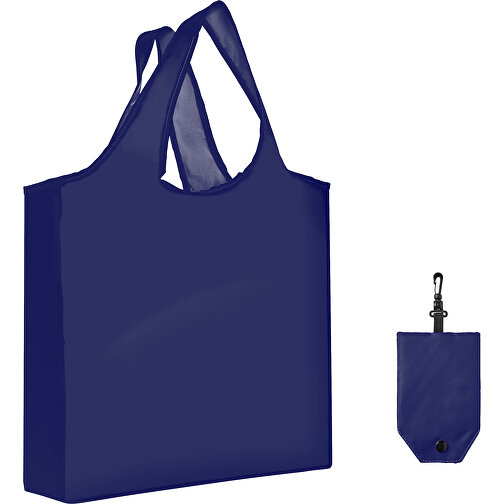Full Color Faltbare Einkaufstasche Mit Hülle , dunkelblau, Polyester, 12,00cm x 58,00cm x 39,00cm (Länge x Höhe x Breite), Bild 1