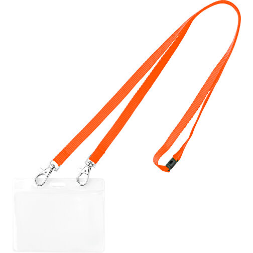 10 Mm Sicherheits Lanyard Mit 2 Metallkarabinern , orange, Polyester, 90,00cm x 1,00cm (Länge x Breite), Bild 1