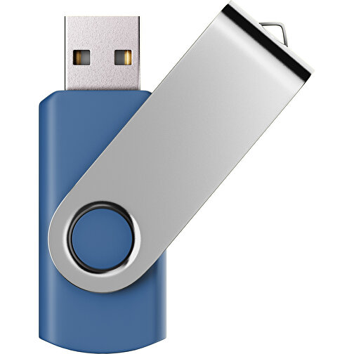 USB-Stick SWING Color 2.0 1 GB , Promo Effects MB , dunkelblau / silber MB , 1 GB , Kunststoff/ Aluminium MB , 5,70cm x 1,00cm x 1,90cm (Länge x Höhe x Breite), Bild 1