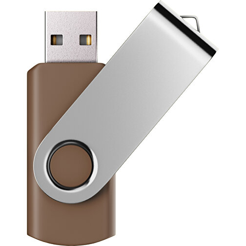 USB-Stick SWING Color 2.0 1 GB , Promo Effects MB , dunkelbraun / silber MB , 1 GB , Kunststoff/ Aluminium MB , 5,70cm x 1,00cm x 1,90cm (Länge x Höhe x Breite), Bild 1