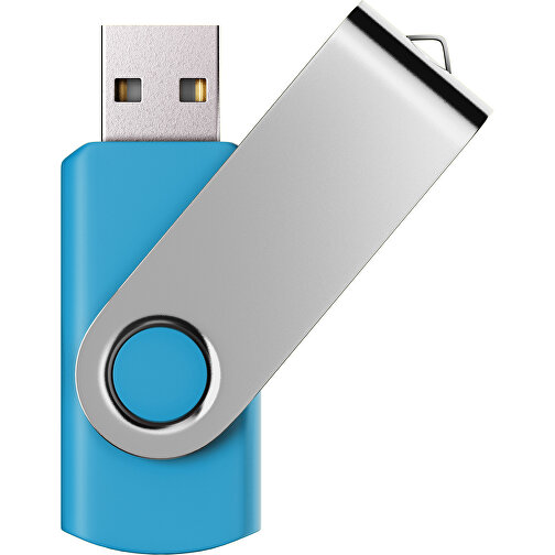 USB-Stick SWING Color 2.0 2 GB , Promo Effects MB , himmelblau / silber MB , 2 GB , Kunststoff/ Aluminium MB , 5,70cm x 1,00cm x 1,90cm (Länge x Höhe x Breite), Bild 1