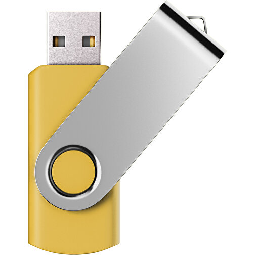 USB-Stick SWING Color 2.0 2 GB , Promo Effects MB , goldgelb / silber MB , 2 GB , Kunststoff/ Aluminium MB , 5,70cm x 1,00cm x 1,90cm (Länge x Höhe x Breite), Bild 1