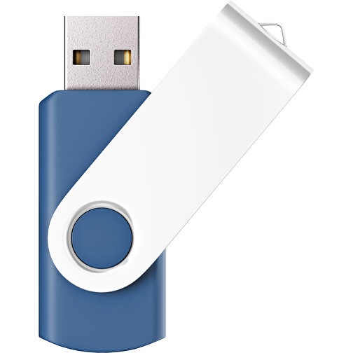 USB-Stick SWING Color 2.0 2 GB , Promo Effects MB , dunkelblau / weiß MB , 2 GB , Kunststoff/ Aluminium MB , 5,70cm x 1,00cm x 1,90cm (Länge x Höhe x Breite), Bild 1