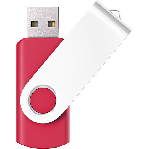 USB-Stick SWING Color 2.0 2 GB , Promo Effects MB , ampelrot / weiss MB , 2 GB , Kunststoff/ Aluminium MB , 5,70cm x 1,00cm x 1,90cm (Länge x Höhe x Breite), Bild 1