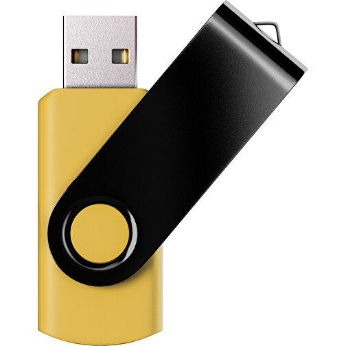 USB-Stick SWING Color 2.0 2 GB , Promo Effects MB , goldgelb / schwarz MB , 2 GB , Kunststoff/ Aluminium MB , 5,70cm x 1,00cm x 1,90cm (Länge x Höhe x Breite), Bild 1
