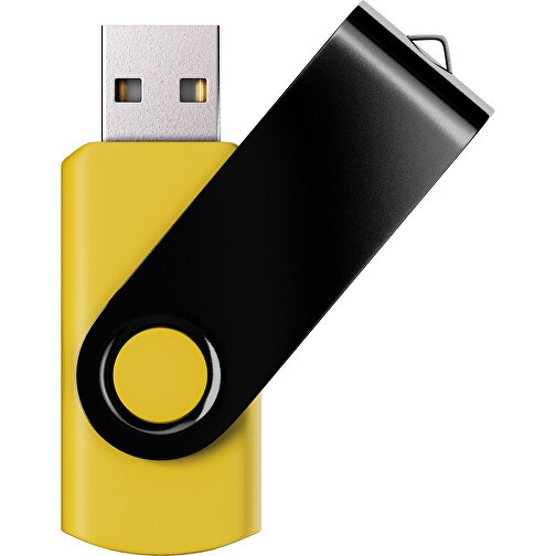 USB-Stick SWING Color 2.0 2 GB , Promo Effects MB , sonnengelb / schwarz MB , 2 GB , Kunststoff/ Aluminium MB , 5,70cm x 1,00cm x 1,90cm (Länge x Höhe x Breite), Bild 1