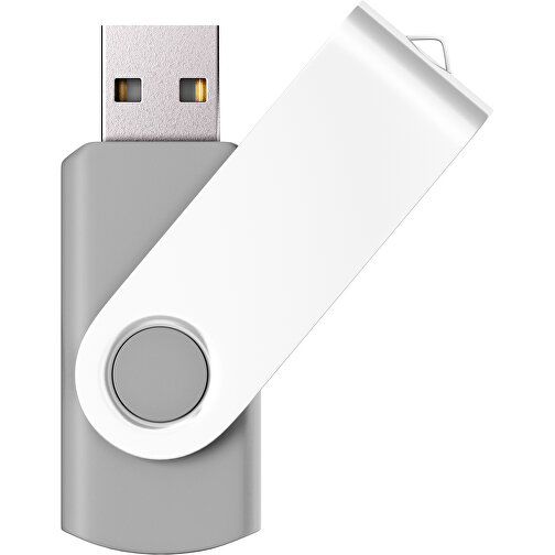 USB-Stick SWING Color 2.0 2 GB , Promo Effects MB , hellgrau / weiß MB , 2 GB , Kunststoff/ Aluminium MB , 5,70cm x 1,00cm x 1,90cm (Länge x Höhe x Breite), Bild 1