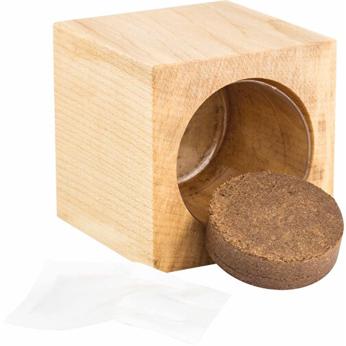 Pot cube bois Mini - Trèfle à 4 feuilles - 1 sites gravés au laser, Image 3