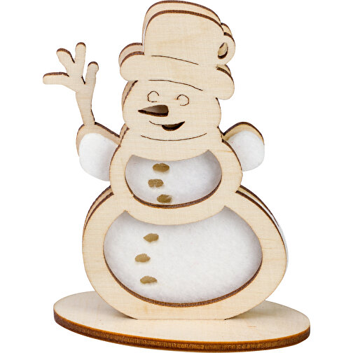 Carte de voeux Premium avec figurines feutrine et bois - Premium 4/0-c - Bonhomme de neige, Image 2