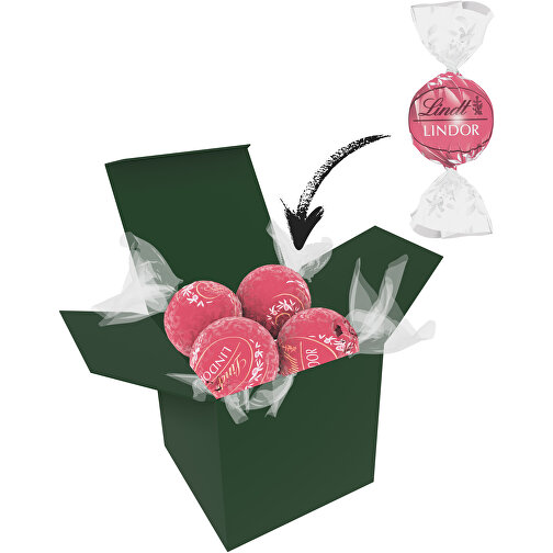 Color Lindor Box - Dunkelgrün - Erdbeer-Sahne , Lindt, rosa, Pappe, 5,50cm x 5,50cm x 5,50cm (Länge x Höhe x Breite), Bild 1