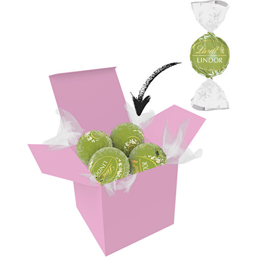 Color Lindor Box - Rosa - Pistazie , Lindt, grün, Pappe, 5,50cm x 5,50cm x 5,50cm (Länge x Höhe x Breite), Bild 1