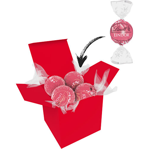 Color Lindor Box - Rot - Erdbeer-Sahne , Lindt, rosa, Pappe, 5,50cm x 5,50cm x 5,50cm (Länge x Höhe x Breite), Bild 1