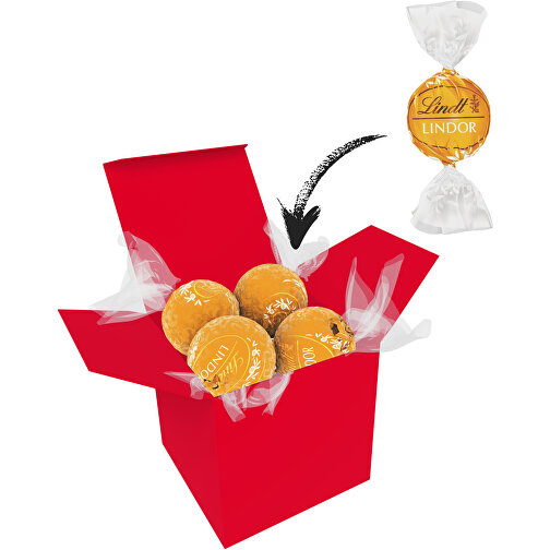 Color Lindor Box - Rot - Karamell , Lindt, gelb, Pappe, 5,50cm x 5,50cm x 5,50cm (Länge x Höhe x Breite), Bild 1