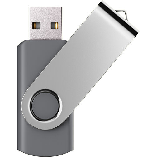USB-Stick SWING Color 2.0 64 GB , Promo Effects MB , dunkelgrau / silber MB , 65 GB , Kunststoff/ Aluminium MB , 5,70cm x 1,00cm x 1,90cm (Länge x Höhe x Breite), Bild 1