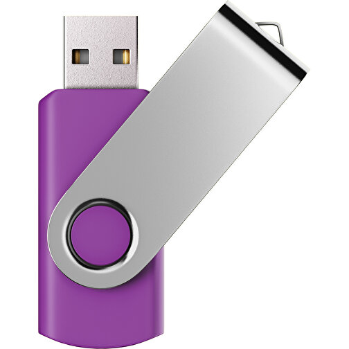 USB-Stick SWING Color 2.0 64 GB , Promo Effects MB , dunkelmagenta / silber MB , 65 GB , Kunststoff/ Aluminium MB , 5,70cm x 1,00cm x 1,90cm (Länge x Höhe x Breite), Bild 1