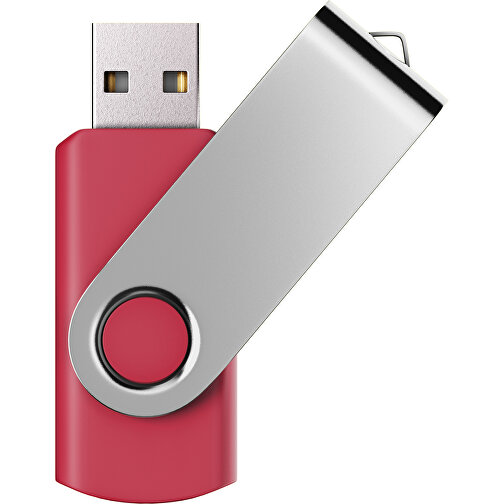 USB-Stick SWING Color 2.0 128 GB , Promo Effects MB , dunkelrot / silber MB , 131 GB , Kunststoff/ Aluminium MB , 5,70cm x 1,00cm x 1,90cm (Länge x Höhe x Breite), Bild 1