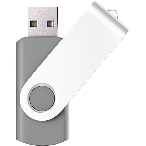 USB-Stick SWING Color 2.0 128 GB , Promo Effects MB , silber / weiß MB , 131 GB , Kunststoff/ Aluminium MB , 5,70cm x 1,00cm x 1,90cm (Länge x Höhe x Breite), Bild 1