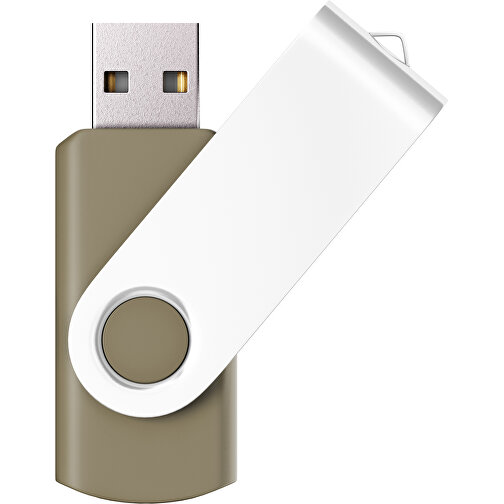 USB-Stick SWING Color 2.0 8 GB , Promo Effects MB , gold / weiß MB , 8 GB , Kunststoff/ Aluminium MB , 5,70cm x 1,00cm x 1,90cm (Länge x Höhe x Breite), Bild 1
