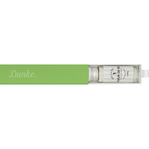 Dankebox Mini 'Fleur De Sel Aus Guérande' - Grün , grün, Papier, Pappe, Satin, 14,20cm x 3,40cm x 3,40cm (Länge x Höhe x Breite), Bild 1
