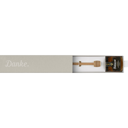 Dankebox 'Deutscher Imkerhonig' - Sand , sand, Papier, Pappe, Satin, 21,50cm x 5,50cm x 5,50cm (Länge x Höhe x Breite), Bild 1