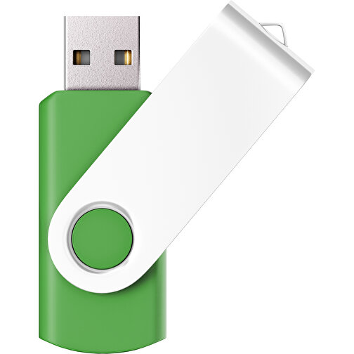 USB-Stick SWING Color 2.0 64 GB , Promo Effects MB , grasgrün / weiß MB , 65 GB , Kunststoff/ Aluminium MB , 5,70cm x 1,00cm x 1,90cm (Länge x Höhe x Breite), Bild 1
