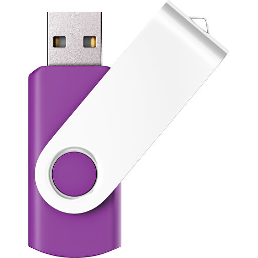 USB-Stick SWING Color 2.0 64 GB , Promo Effects MB , dunkelmagenta / weiss MB , 65 GB , Kunststoff/ Aluminium MB , 5,70cm x 1,00cm x 1,90cm (Länge x Höhe x Breite), Bild 1