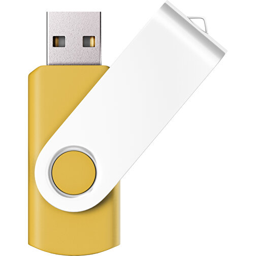 USB-Stick SWING Color 2.0 8 GB , Promo Effects MB , goldgelb / weiss MB , 8 GB , Kunststoff/ Aluminium MB , 5,70cm x 1,00cm x 1,90cm (Länge x Höhe x Breite), Bild 1