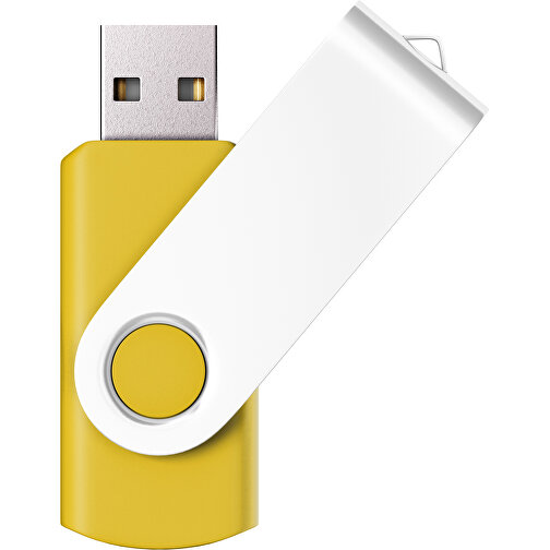 USB-Stick SWING Color 2.0 8 GB , Promo Effects MB , sonnengelb / weiß MB , 8 GB , Kunststoff/ Aluminium MB , 5,70cm x 1,00cm x 1,90cm (Länge x Höhe x Breite), Bild 1
