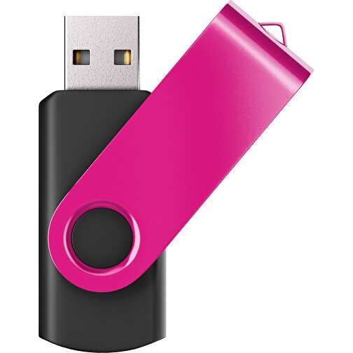 USB-Stick SWING Color 2.0 8 GB , Promo Effects MB , schwarz / pink MB , 8 GB , Kunststoff/ Aluminium MB , 5,70cm x 1,00cm x 1,90cm (Länge x Höhe x Breite), Bild 1